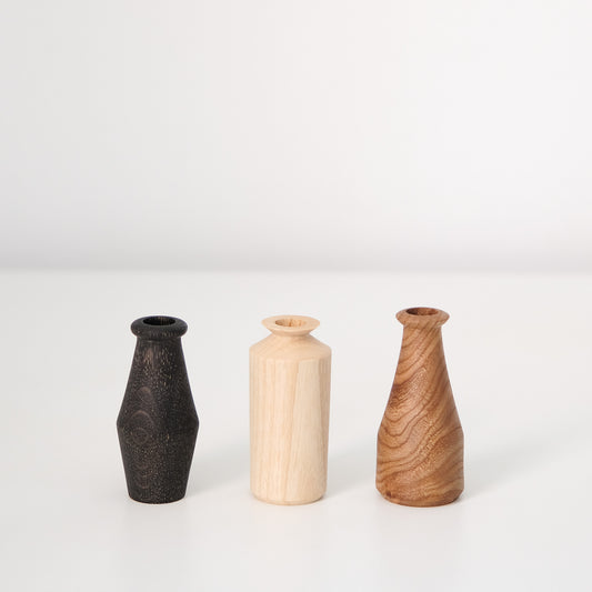 Set of 3 Bud Vases - Various Woods