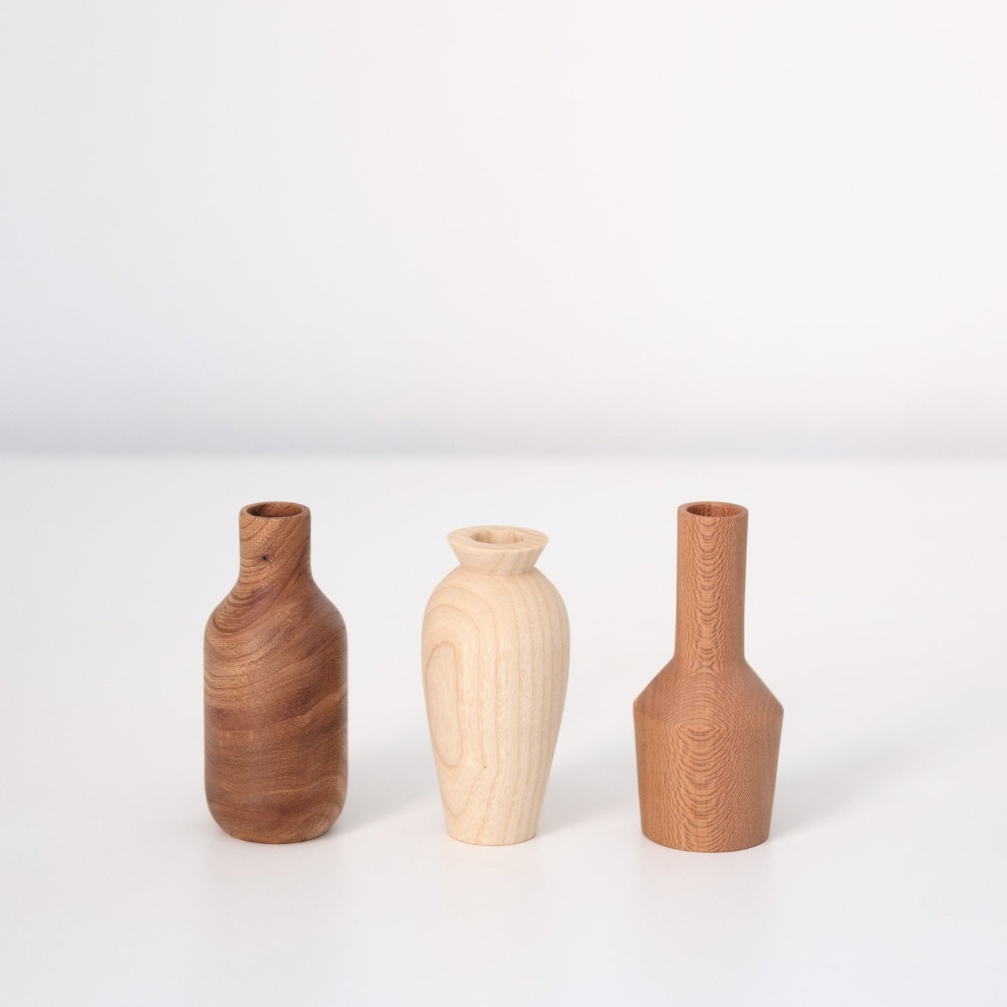 Set of 3 Bud Vases - Various Woods