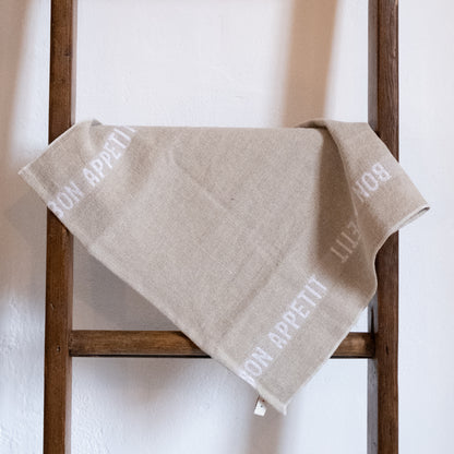 Linen Tea Towel - Bon Appetite Natural