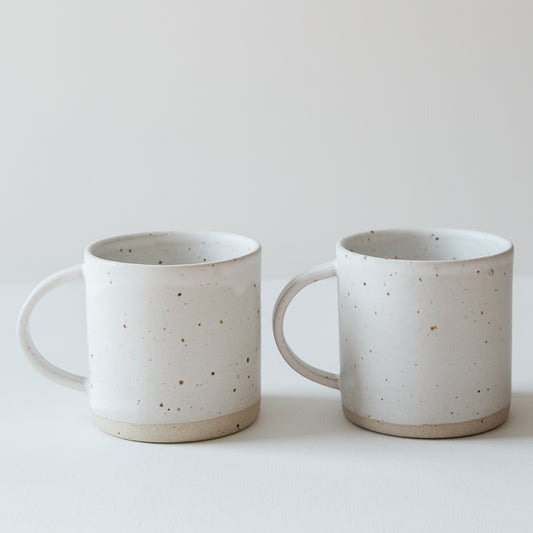 Matte White & Speckled Mugs - Set of 2 SECONDS