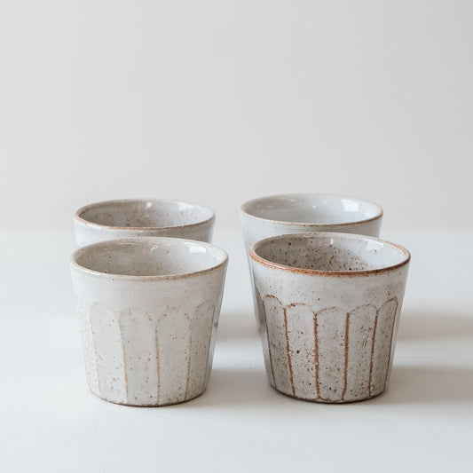 Faceted Oat Flat White - Set of 4 SECONDS