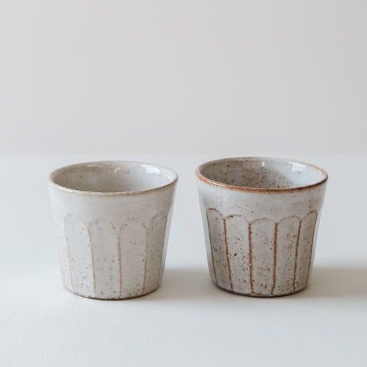 Faceted Oat Flat White - Set of 2 SECONDS