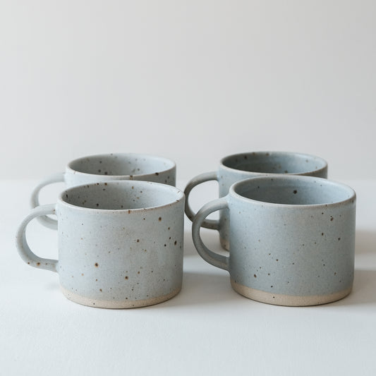 Linen Blue & Speckled Short Mugs - Set of 4 SECONDS