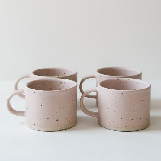 Feldspar Pink & Speckled Short Mugs - Set of 4 SECONDS