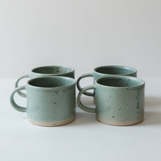 Celadon & Speckled Short Mugs - Set of 4 SECONDS
