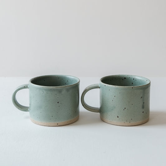 Celadon & Speckled Short Mugs - Set of 2 SECONDS
