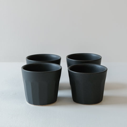 Faceted Charcoal Flat White - Set of 4 SECONDS