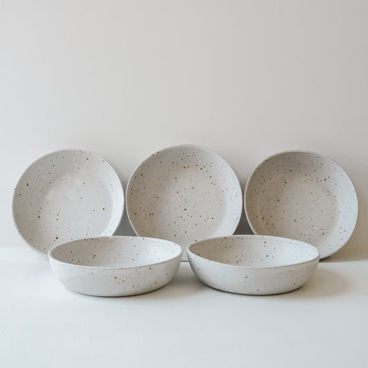 Pasta Bowl Matte White & Speckle - Set of 5 SECONDS