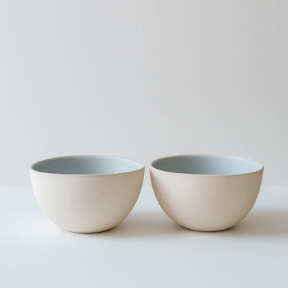 Everyday Cereal Bowl White & Linen Blue - Set of 2 SECONDS