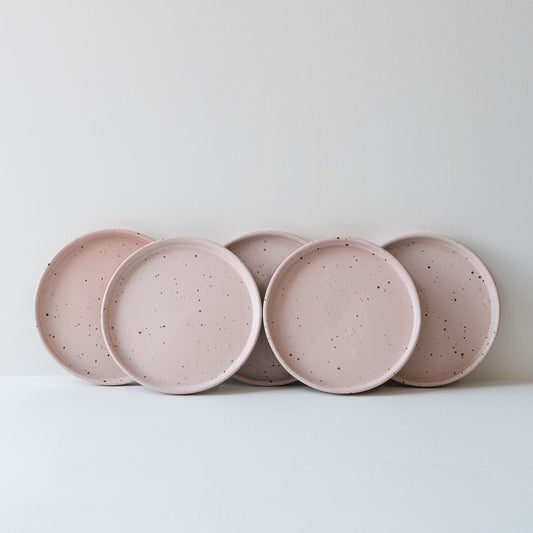 Everyday Cake Plates Feldspar Pink & Speckle - Set of 5 SECONDS