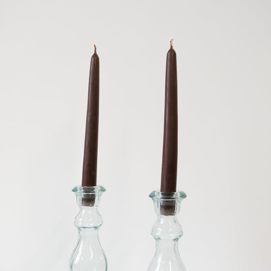 Tapered set of beeswax Dinner Candles - Chestnut