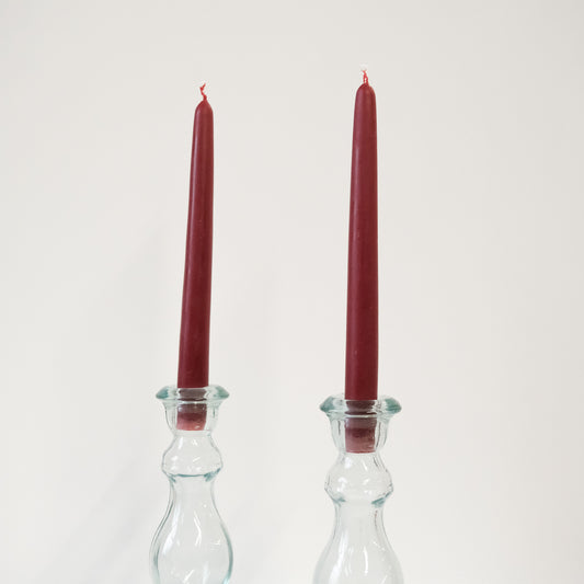 Tapered set of beeswax Dinner Candles - Burgundy Red