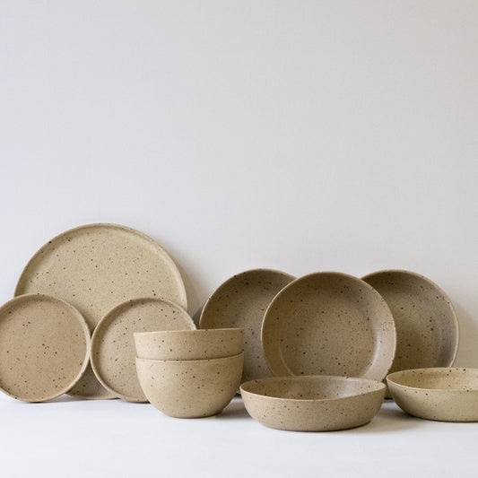 Set of Everyday Dinnerware Spelt & Speckle - Set of 10 SECONDS - DOR & TAN