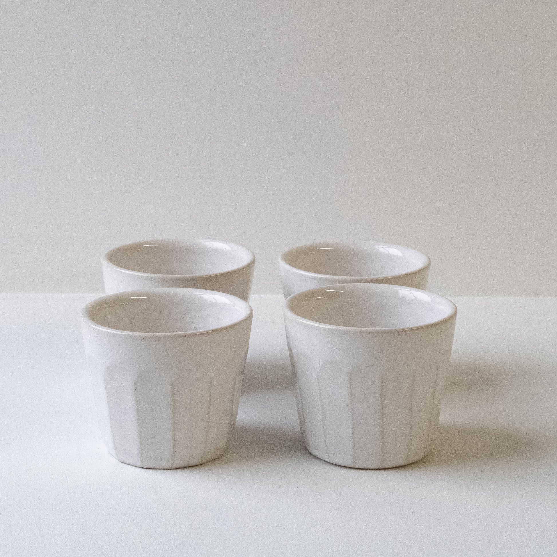 Faceted Gloss White Flat White - Set of 4 SECONDS - DOR & TAN