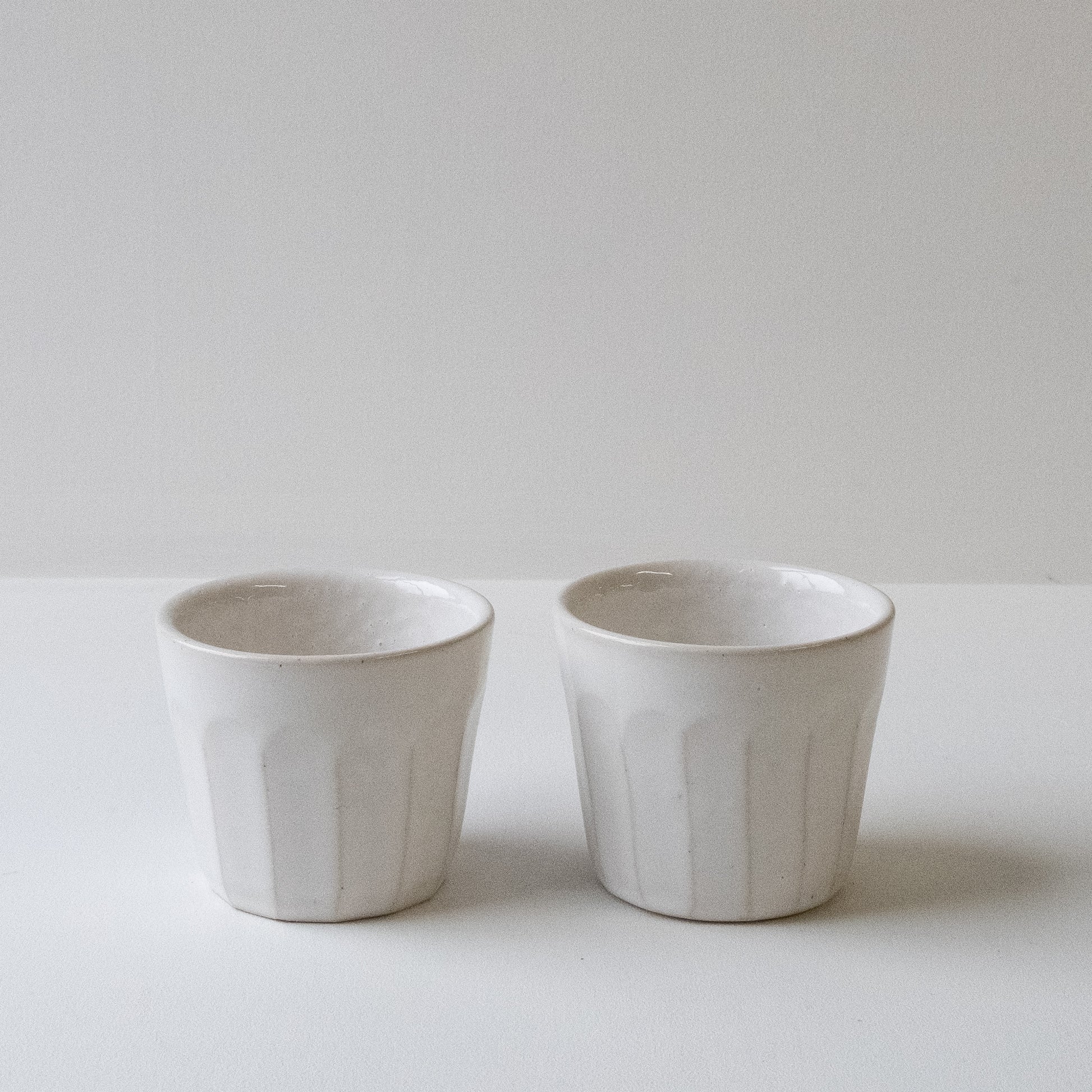 Faceted Gloss White Flat White - Set of 2 SECONDS - DOR & TAN