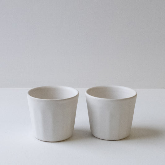 Faceted Matte White Flat White - Set of 2 SECONDS - DOR & TAN