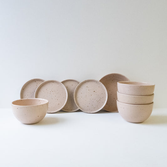 Set of Everyday Dinnerware Feldspar Pink & Speckle - Set of 9 SECONDS