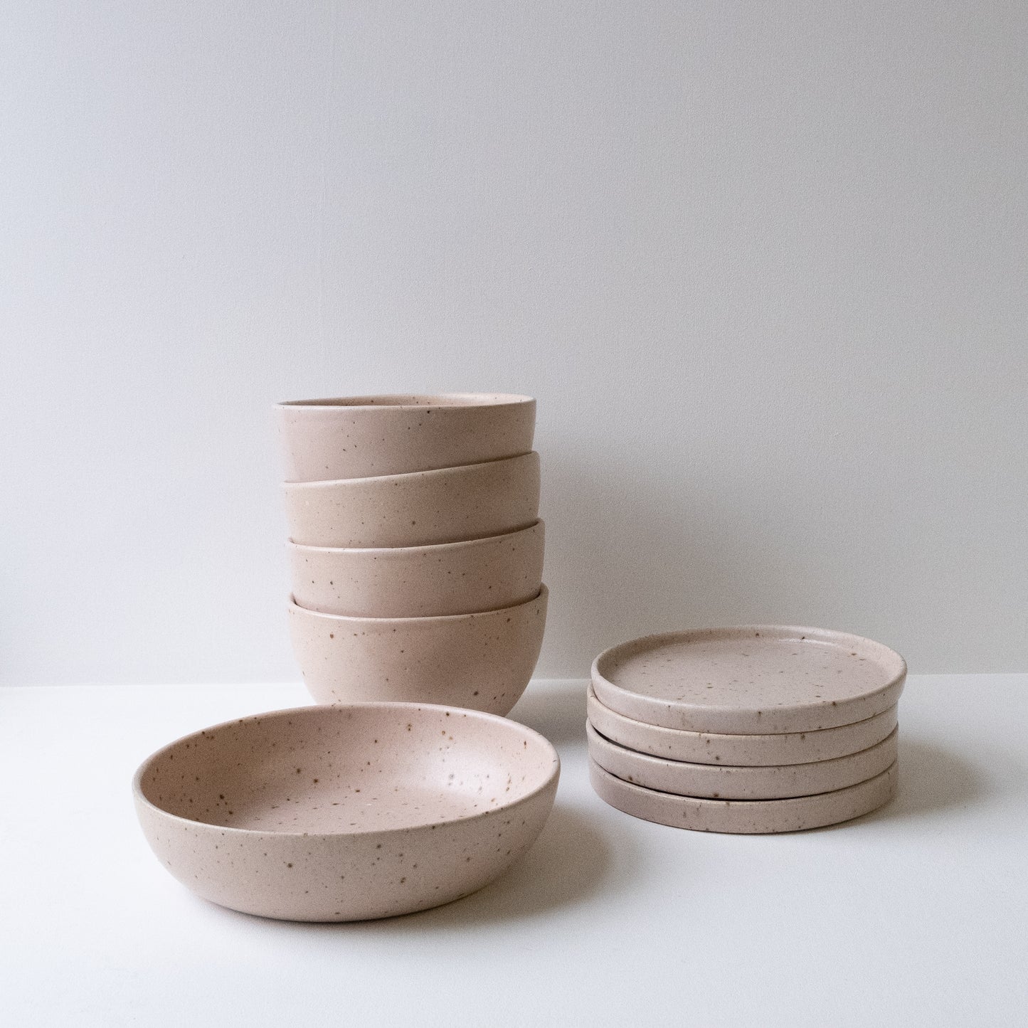 Set of Everyday Dinnerware Feldspar Pink & Speckle - Set of 9 SECONDS