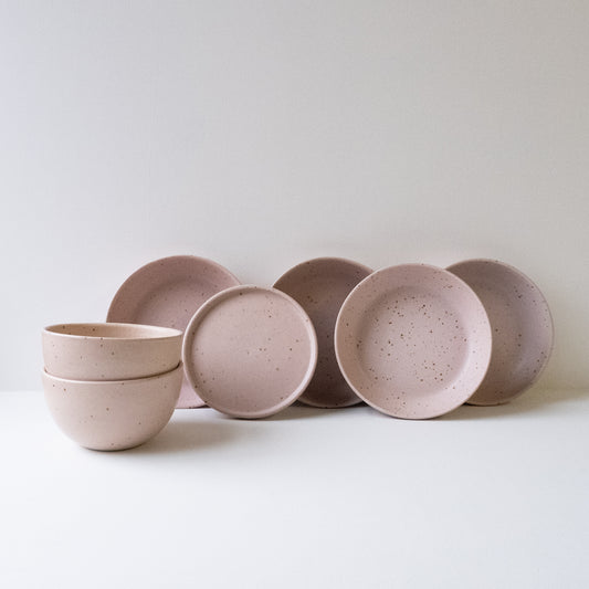 Set of Everyday Dinnerware Feldspar Pink & Speckle - Set of 7 SECONDS - DOR & TAN