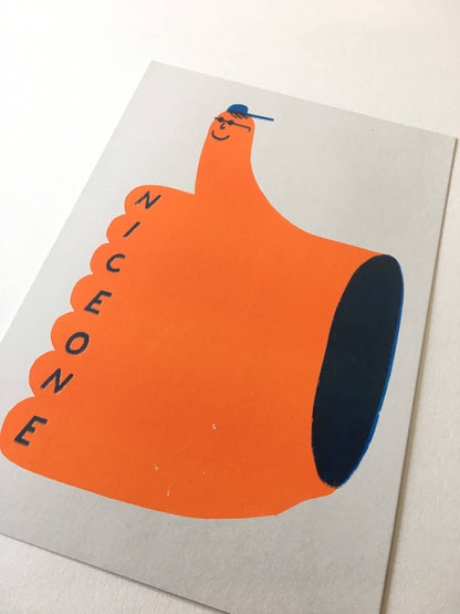 Riso print (A4) - Nice One Thumbs Up