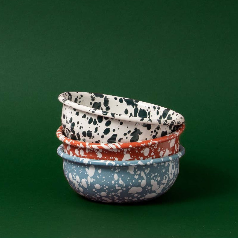 Enamel small bowl - Blue and White Splatter