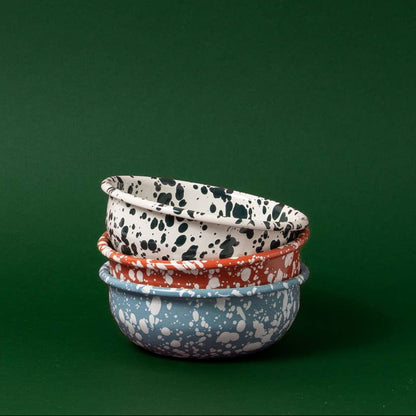 Enamel small bowl - Terracotta and White Splatter