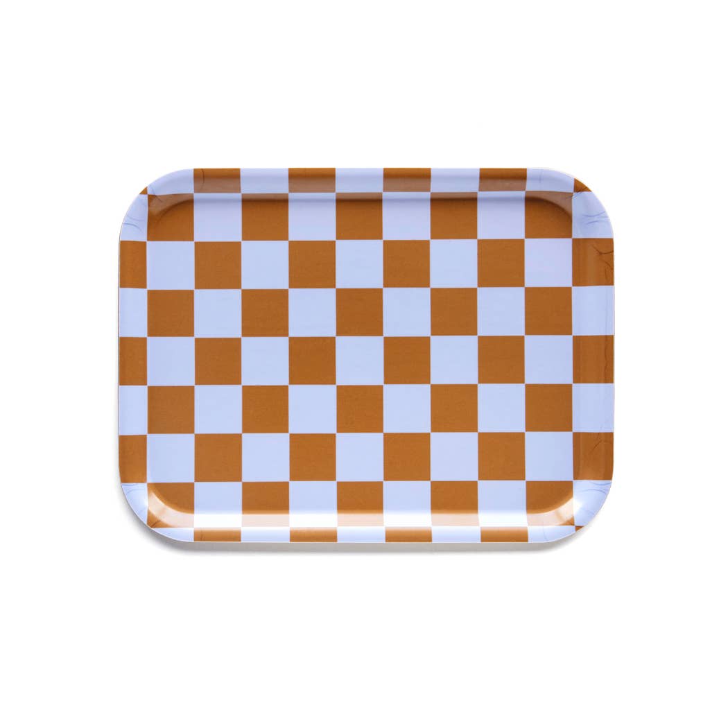 Caramel & Lavender - Checkered Rectangular Serving Tray