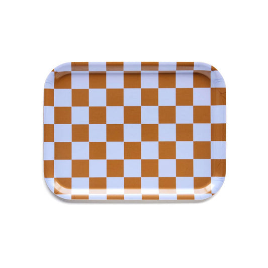 Caramel & Lavender - Checkered Rectangular Serving Tray