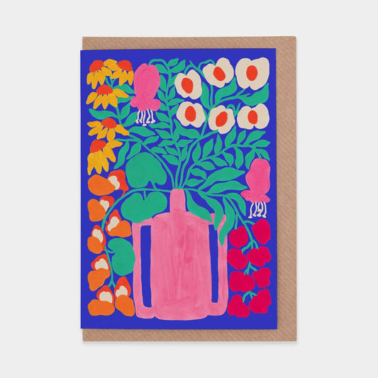 Card - Blue with Vase