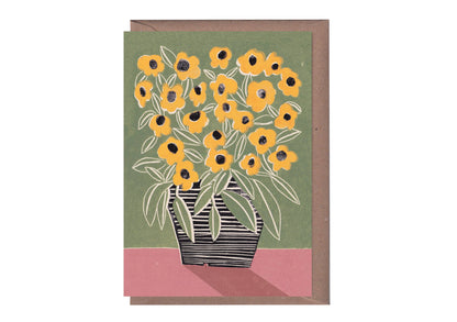 Greeting Card - Yellow flowers in a Vase