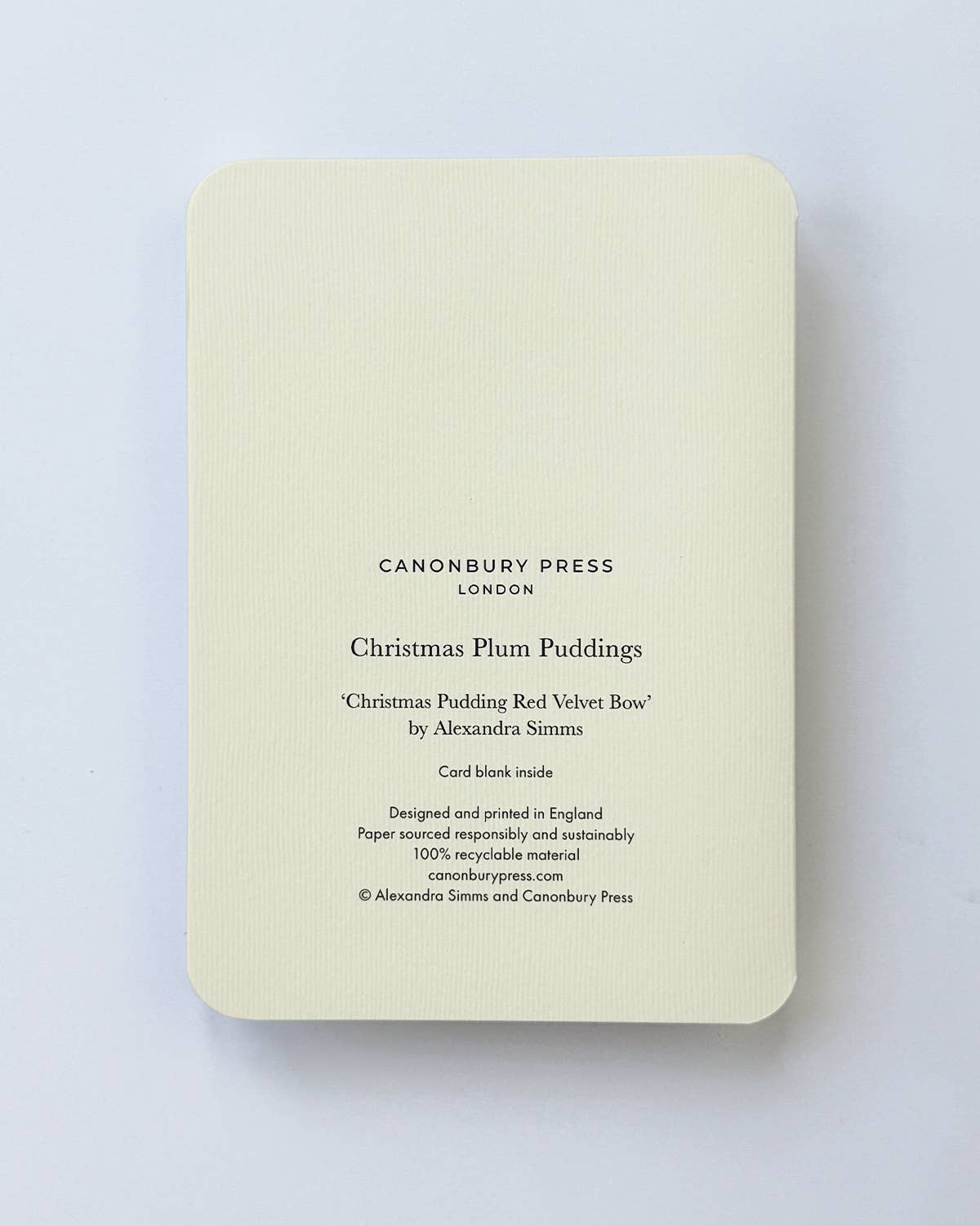 Greeting Card - Christmas Plum Pudding Red Velvet Bow