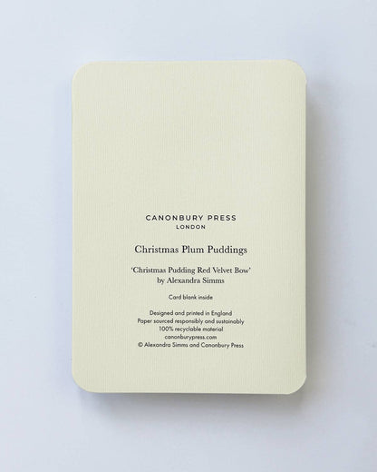 Greeting Card - Christmas Plum Pudding Red Velvet Bow