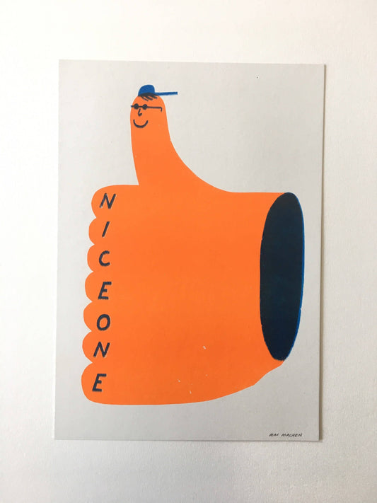 Riso print (A4) - Nice One Thumbs Up