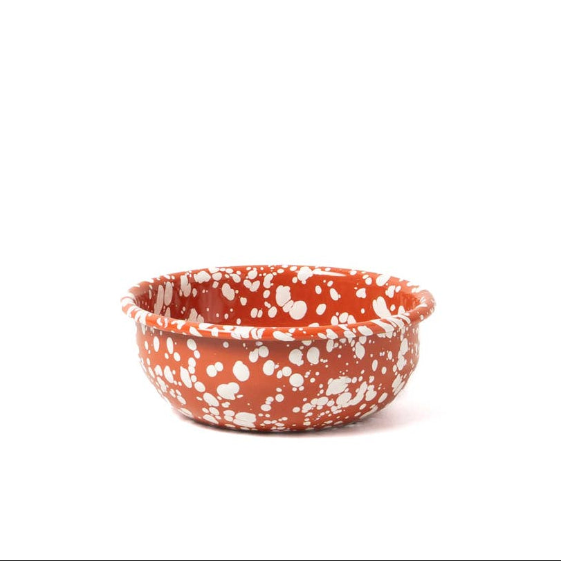 Enamel small bowl - Terracotta and White Splatter
