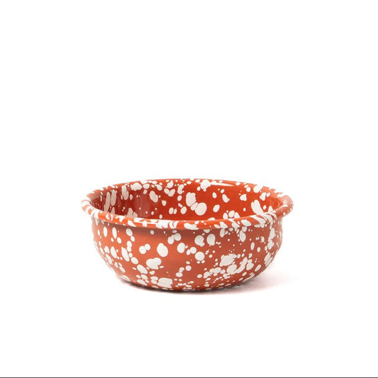 Enamel small bowl - Terracotta and White Splatter