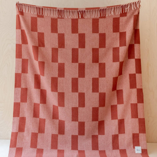 Lambswool Blanket - Apricot Checker