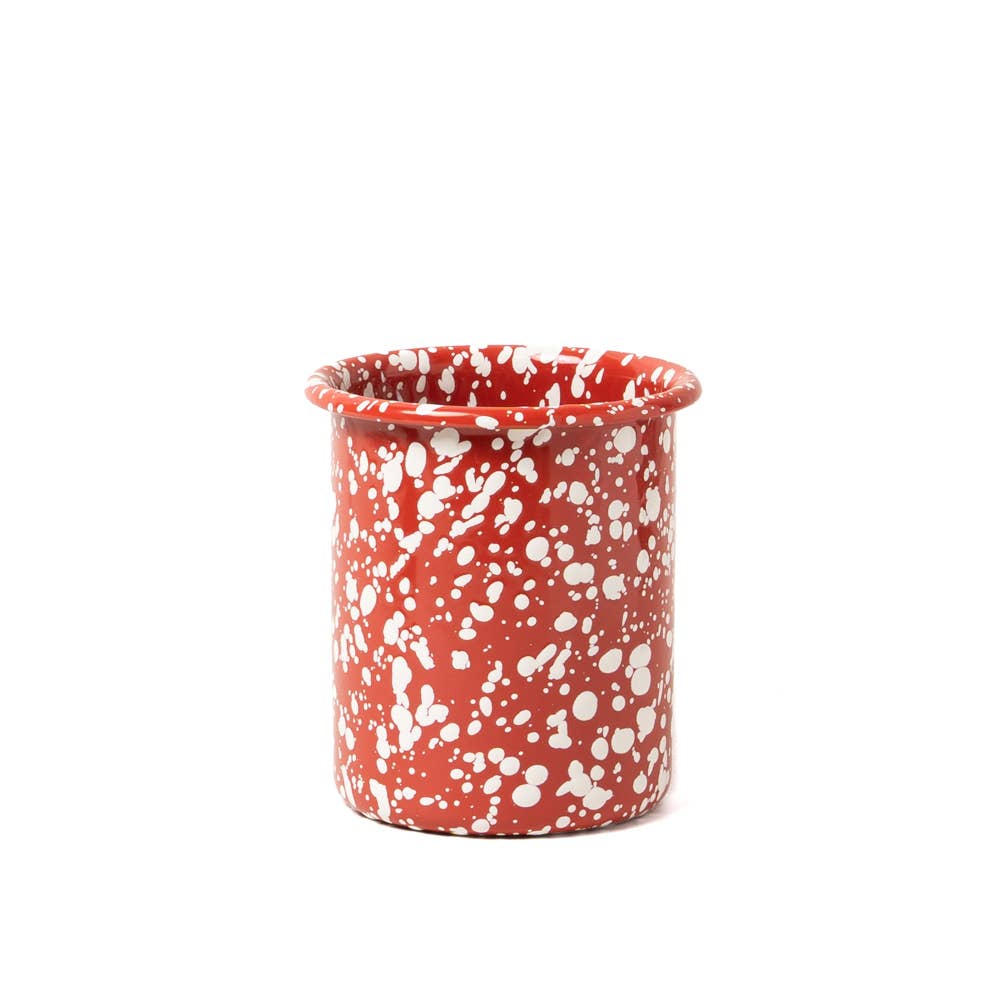 Enamel Utensil Pot - Red and White Splatter