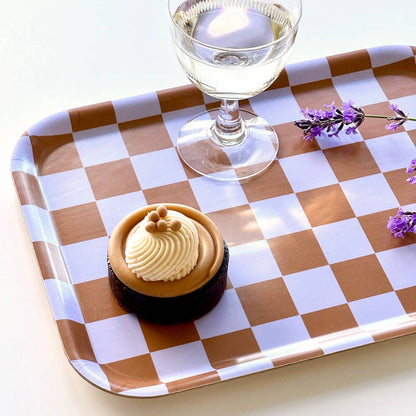 Caramel & Lavender - Checkered Rectangular Serving Tray