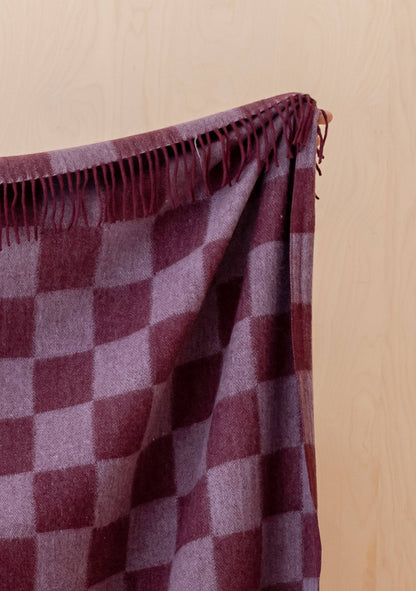TBCo - Recycled Wool Blanket in Burgundy & Lilac Checkerboard - DOR & TAN