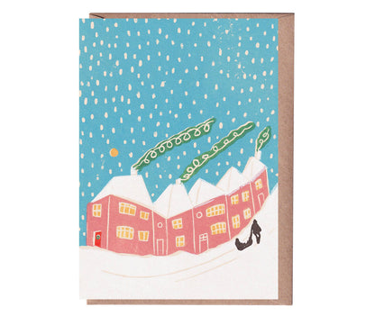 Greeting Card - Snowy Street at Christmas