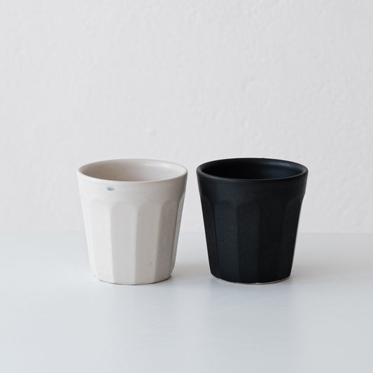 Faceted Beakers Matte Black & White - Set of 2 (Seconds)
