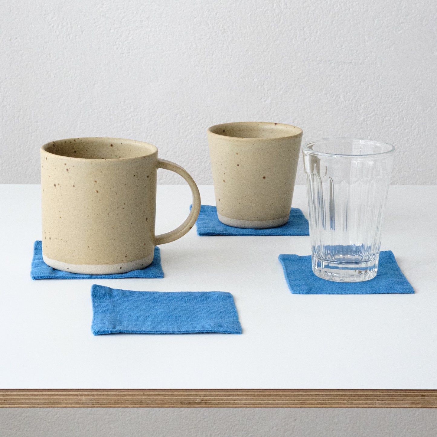 Set of 4 Linen Coasters - Cerulean Blue